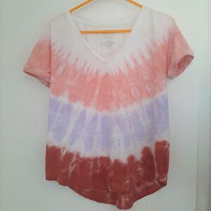 Maurices Tie Dye V neck Cotton Blend Tee Small